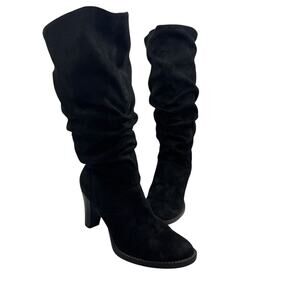 No Boundaries Annette Slouchy Mid-Calf, Black Faux Suede, Women's Size 10